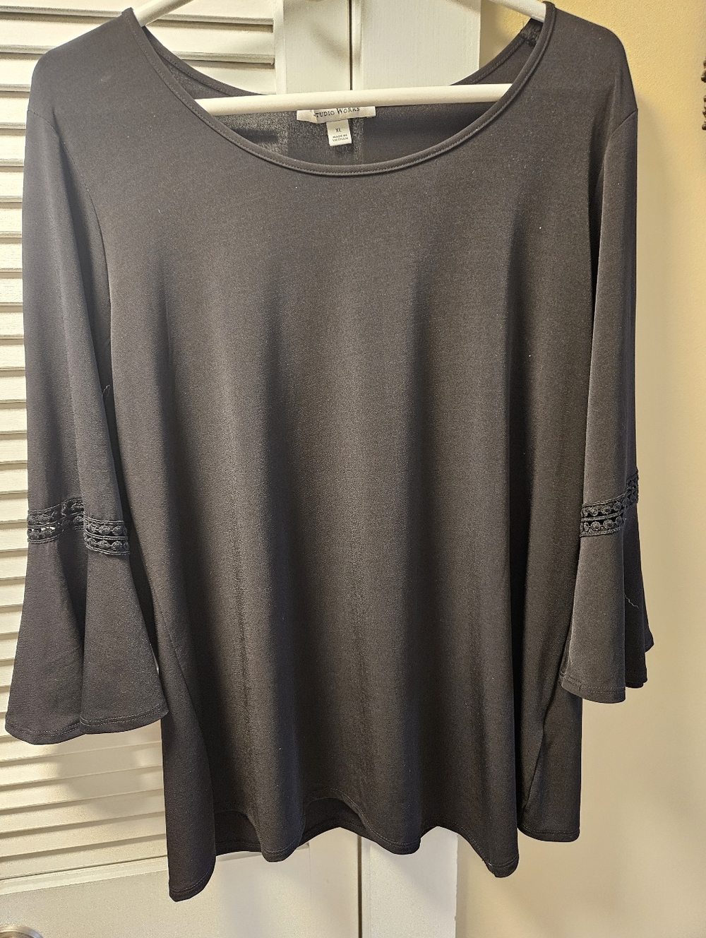 NWOT Studio Works XL Black Bell-Sleeve Top